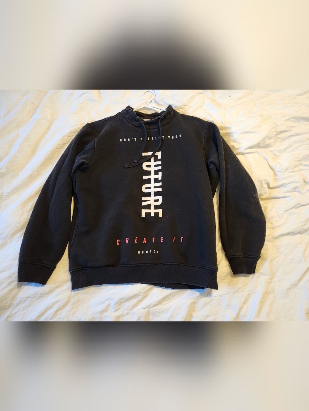 Black Crewneck Sweatshirt with Vertical 'FUTURE' Graphic